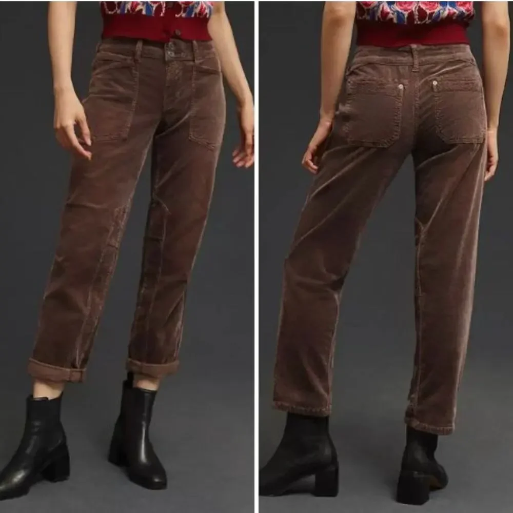 Pilcro Anthropologie The Wanderer Corduroy Cargo Pants Brown Womens Size 29